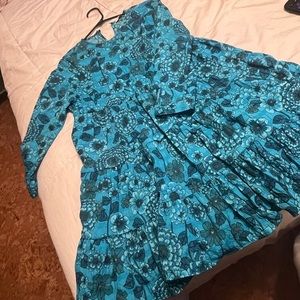 ZARA Blue Floral Babydoll Dress